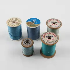 Lot of 5 Blue Sewing Thread Spools Assorted Shades for Quilting