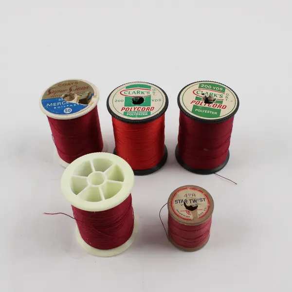 Lot of 5 Red Sewing Thread Spools Assorted Shades Quilting