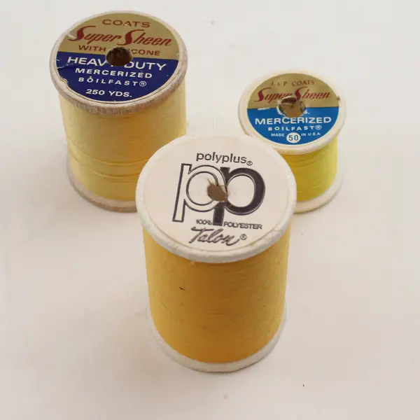 Lot of 5 Yellow Sewing Thread Spools Assorted Shades for Quilting