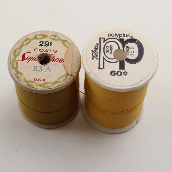Lot of 5 Yellow Sewing Thread Spools Assorted Shades for Quilting