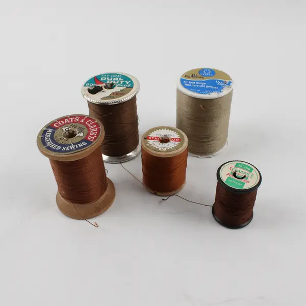 Lot of 5 Brown Sewing Thread Spools Assorted Shades Quilting 