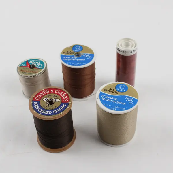Lot of 5 Brown Sewing Thread Spools Assorted Shades for Quilting