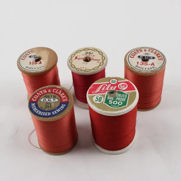 Lot of 5 Red/Orange Sewing Thread Spools Assorted Shades for Quilting