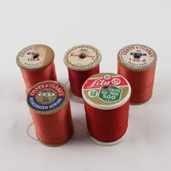 Lot of 5 Red/Orange Sewing Thread Spools Assorted Shades for Quilting