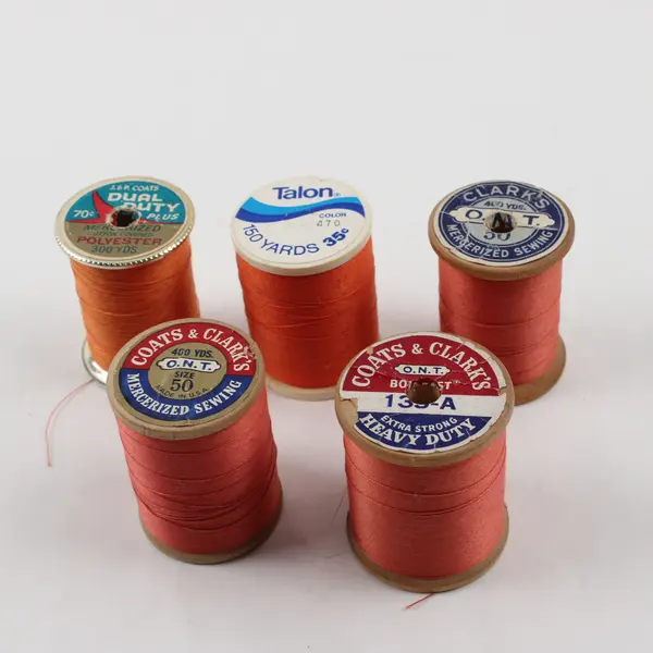 Lot of 5 Orange Sewing Thread Spools Assorted Shades for Quilting