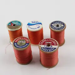 Lot of 5 Orange Sewing Thread Spools Assorted Shades for Quilting