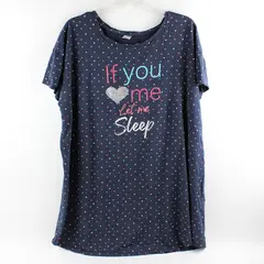 If You Love Me Let Me Sleep Multicolor Polka Dot Sleepshirt Women's XL