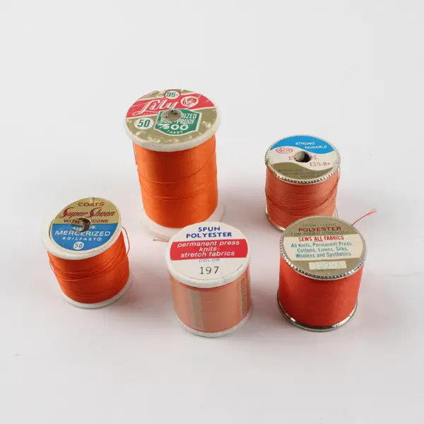 Lot of 5 Orange Sewing Thread Spools Assorted Shades for Quilting