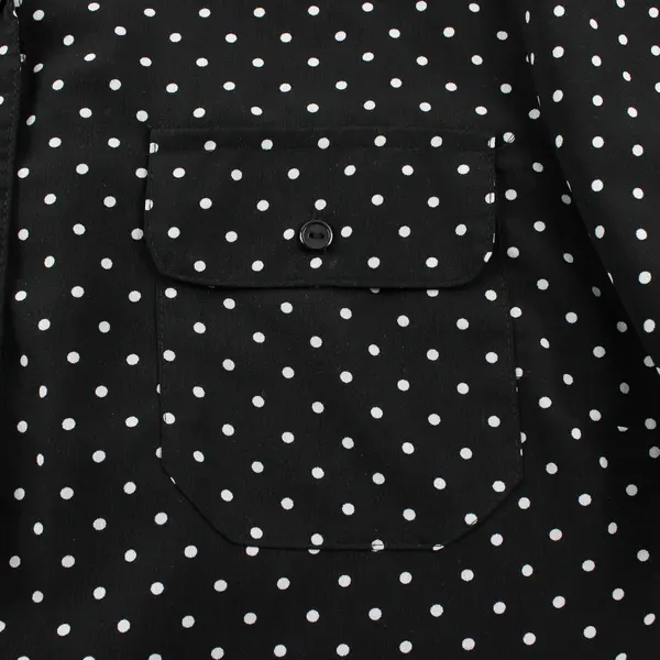 Notations White Polka Dot Black 3/4-Sleeve Button-Up Women's Large