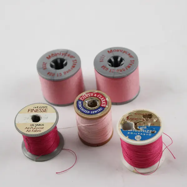 Lot of 5 Pink Sewing Thread Spools Assorted Shades for Quilting