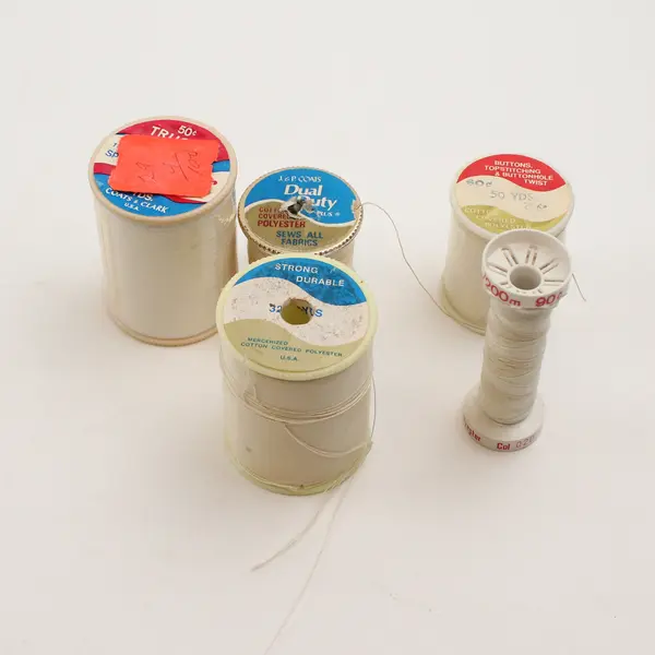 Lot of 5 White/Off White Sewing Thread Spools Assorted Shades for Quilting