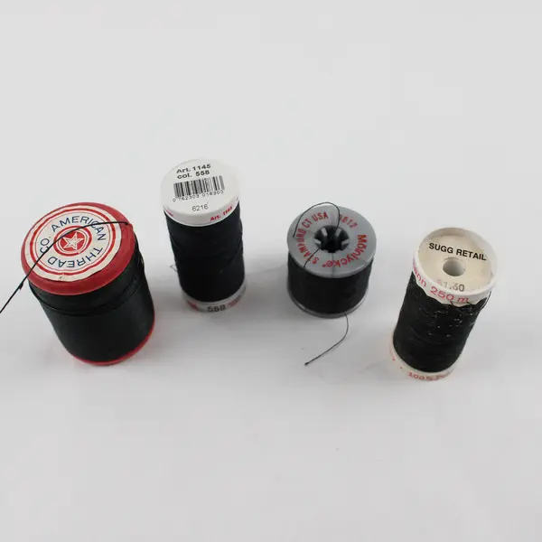 Lot of 4 Black Sewing Thread Spools Assorted Shades for Quilting