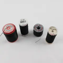 Lot of 4 Black Sewing Thread Spools Assorted Shades for Quilting