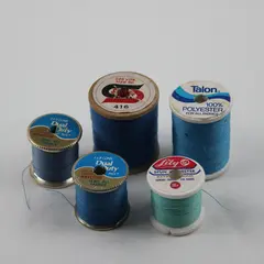 Lot of 5 Blue Sewing Thread Spools Assorted Shades for Quilting