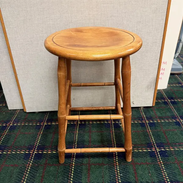 Vintage Nichols & Stone Faux Bamboo Wood Stool No Backrest