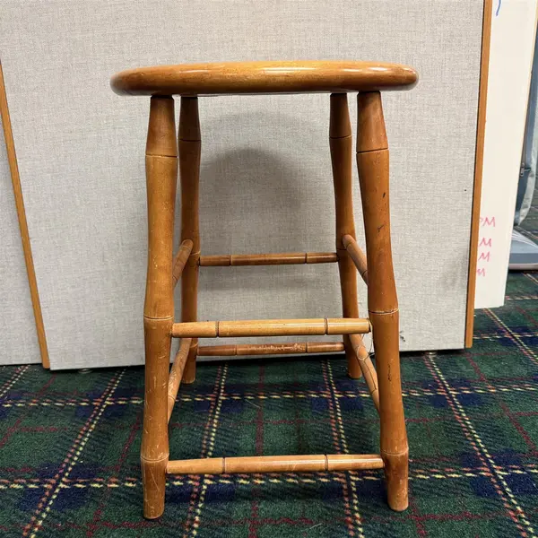 Vintage Nichols & Stone Faux Bamboo Wood Stool No Backrest