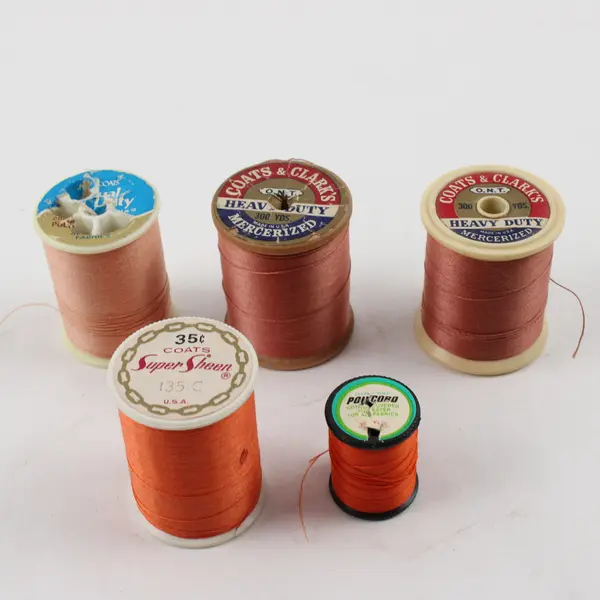 Lot of 5 Orange Sewing Thread Spools Assorted Shades for Quilting