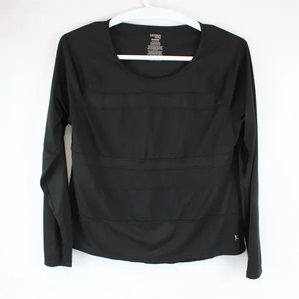 Danskin Now Drimore Black Long-Sleeved Vented Activewear Top Women's XL 16-18