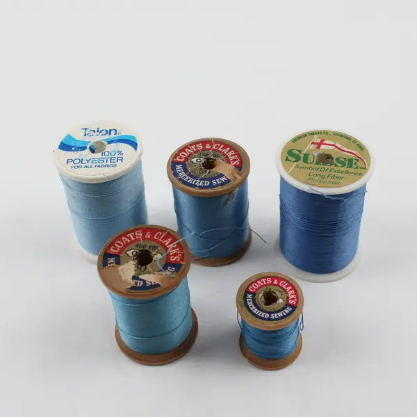 Lot of 5 Blue Sewing Thread Spools Assorted Shades for Quilting