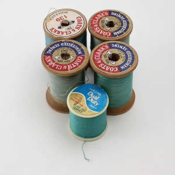 Lot of 5 Teal Sewing Thread Spools Assorted Shades for Quilting