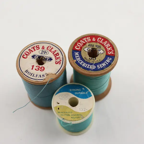 Lot of 5 Teal Sewing Thread Spools Assorted Shades for Quilting