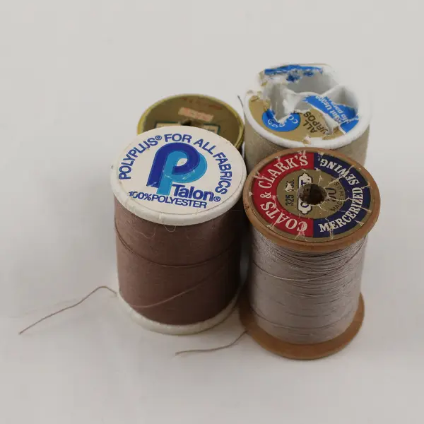 Lot of 4 Brown Sewing Thread Spools Assorted Shades for Quilting