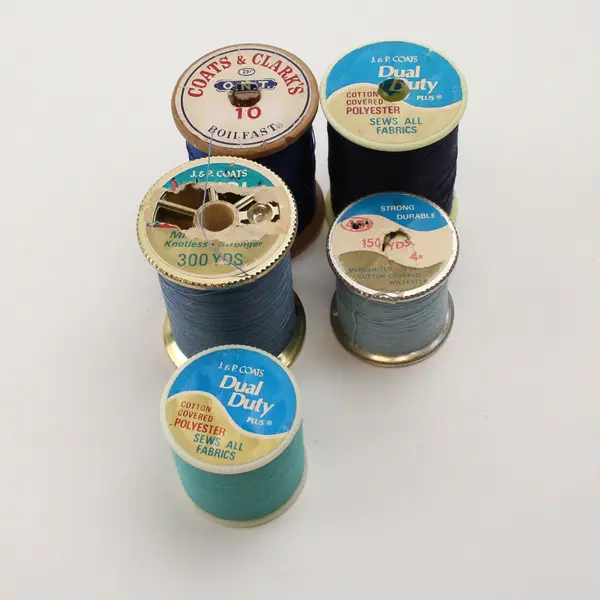 Lot of 5 Blue Sewing Thread Spools Assorted Shades for Quilting
