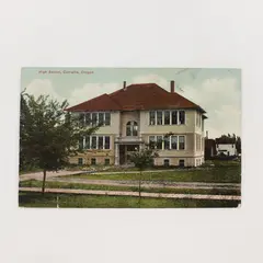 Vintage High School Corvallis Oregon Color Lithograph Postcard 1912