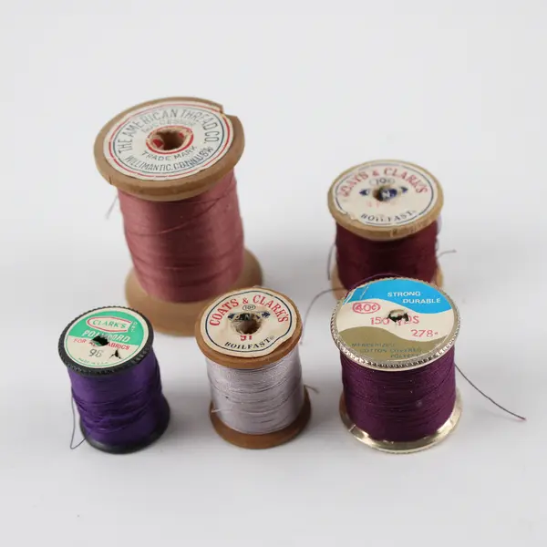 Lot of 5 Purple/Mauve Sewing Thread Spools Assorted Shades for Quilting