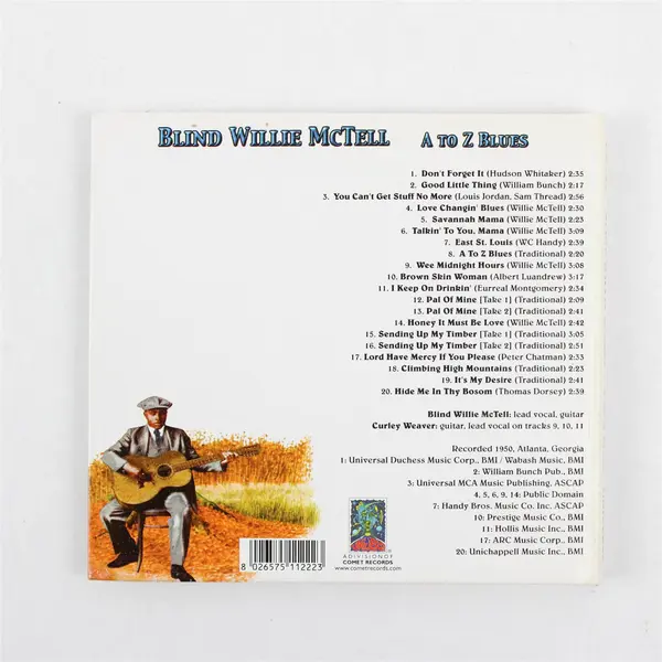 A to Z Blues CD Blind Willie McTell 2004, #UV 112 