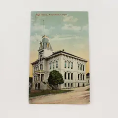 Vintage High School Astoria Oregon Color Lithograph Postcard 1909