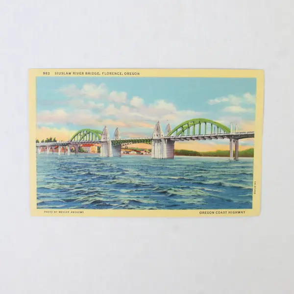 Lot Of 2 Oregon Coast Highway Bridges Color Postcards Siuslaw Yaquina Bay 1930s