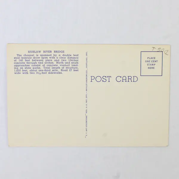 Lot Of 2 Oregon Coast Highway Bridges Color Postcards Siuslaw Yaquina Bay 1930s