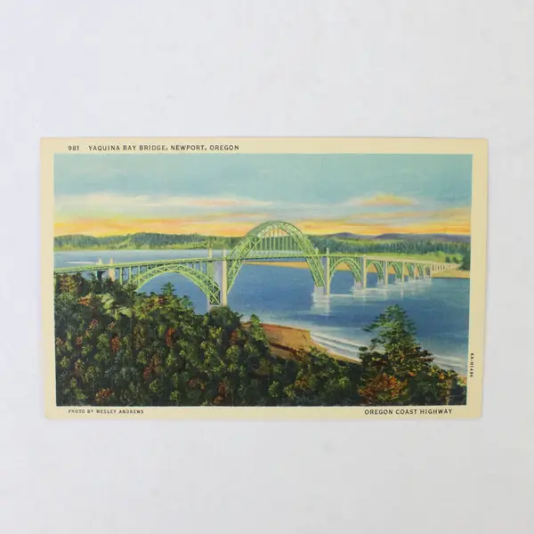 Lot Of 2 Oregon Coast Highway Bridges Color Postcards Siuslaw Yaquina Bay 1930s