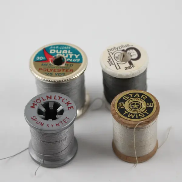 Lot of 4 Grey Sewing Thread Spools Assorted Shades for Quilting