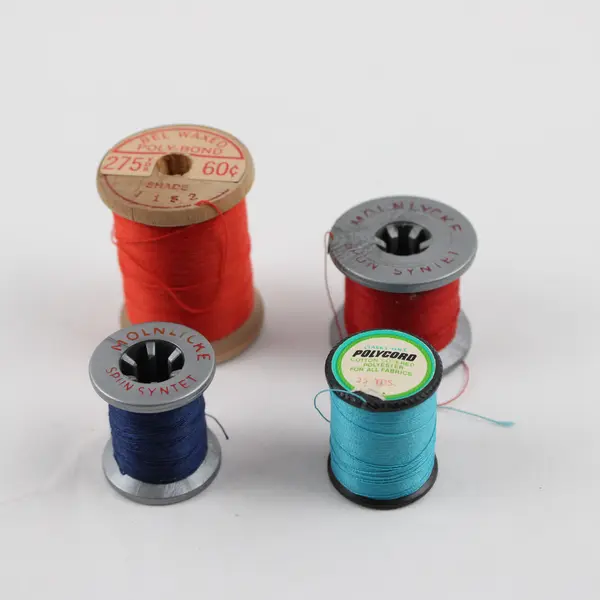 Lot of 4 Orange/Blue Sewing Thread Spools Assorted Shades for Quilting