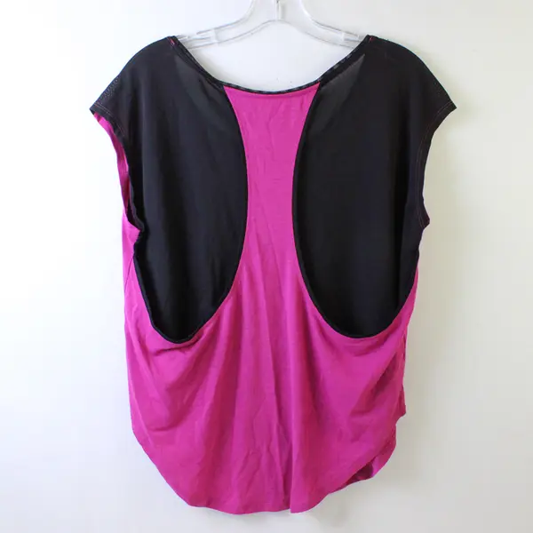 Apana Women's M Purple Mesh Racer Back Yoga/Workout Cap Sleeve Top