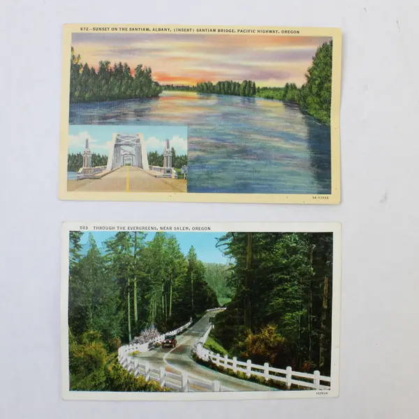 Lot Of 2 Pacific Highway Bridges Oregon Color Postcards Santiam Albany Salem