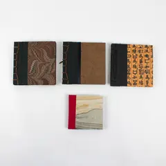 Lot of 4 Handcrafted Books Hardcover Fabric Covering Unique Type-Written Stories