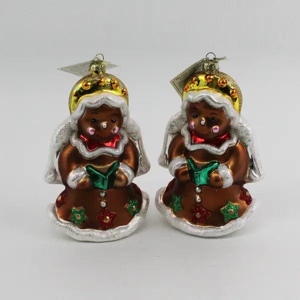 Lot of 2 Twelve 25 Glass Gingerbread Angel Cookie Ornament