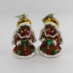 Lot of 2 Twelve 25 Glass Gingerbread Angel Cookie Ornament
