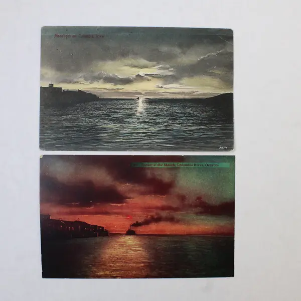 Lot Of 2 Columbia River Oregon Color Litho Postcards Sunset Moonlight