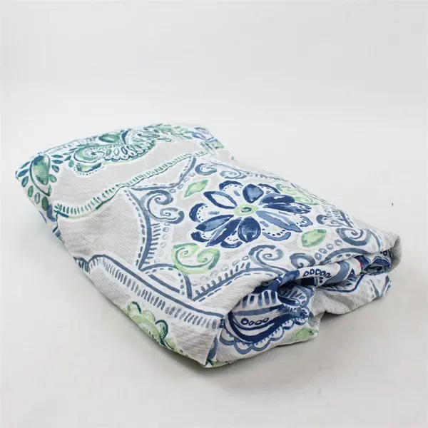 Victoria Classics Blue and Green Floral Pattern Square Tablecloth 70" x 70"