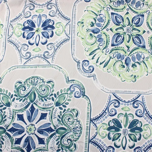 Victoria Classics Blue and Green Floral Pattern Square Tablecloth 70" x 70"
