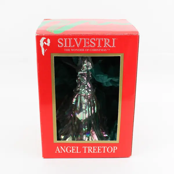 Vintage 1990 Silvestri Angel Acrylic Christmas Tree Topper 9.75 Inch W/Box