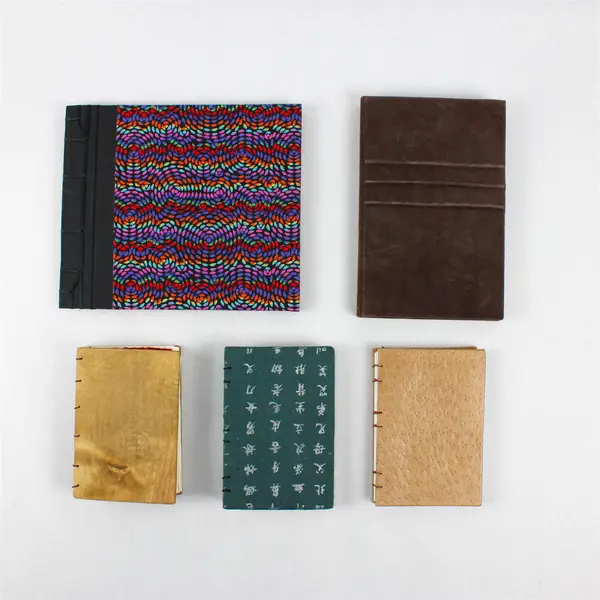 Lot of 5 Handcrafted Blank Page Books by Claudia Byington For Journaling Good