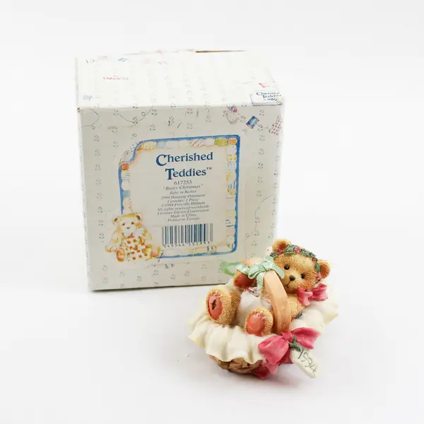 Cherished Teddies By Enesco "Beary Christmas" 1994 Baby In Basket 617253