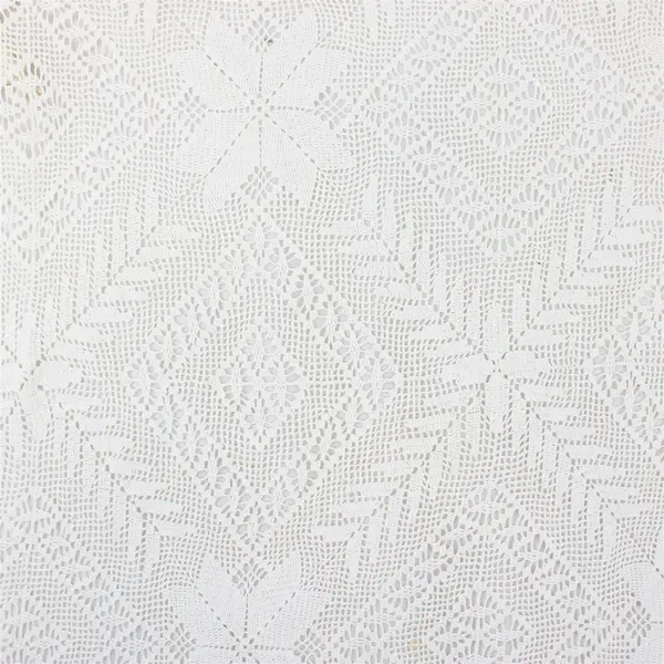 Vintage White Crochet Rectangular Tablecloth 40" x 80" FLAWED