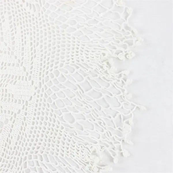 Vintage White Crochet Rectangular Tablecloth 40" x 80" FLAWED