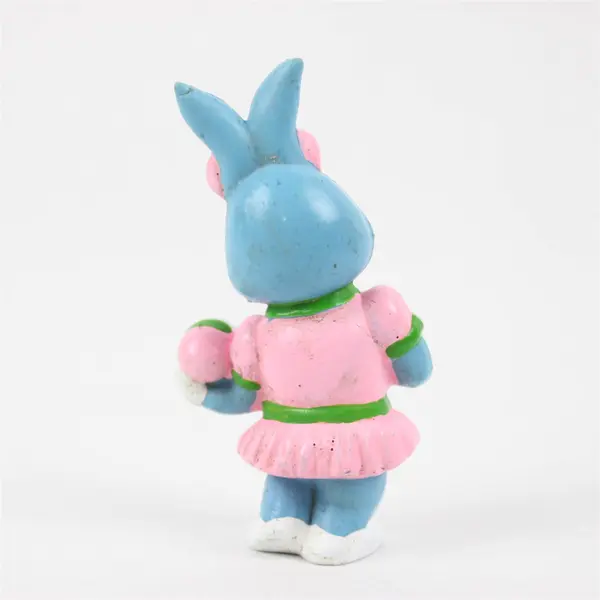 Vintage Hard Plastic 3" Female Bunny Figurine Holding Easter Egg